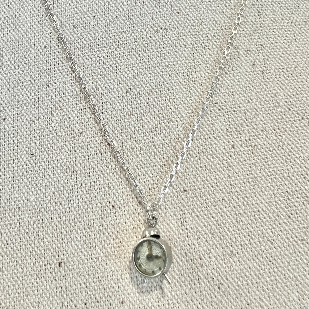 Wells Sterling Alarm Clock Charm Necklace